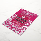 グリッターバラピンクシルバーシクアナンドカラジ結婚ズ 箔招待状 (回転した状態)