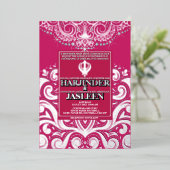 グリッターバラピンクシルバーシクアナンドカラジ結婚ズ 箔招待状 (立ち正面)