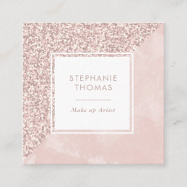 グリッターバラピンク水彩正方形の名刺 スクエア名刺