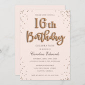 グリッターバラフォイルバルーンスイート16誕生日 招待状 (正面/裏面)
