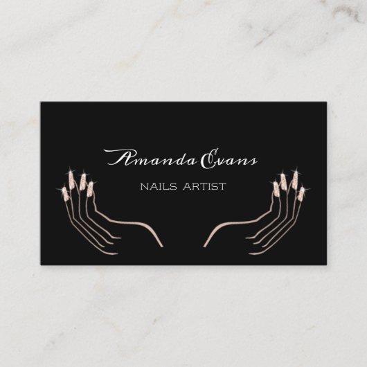 グリッターバラマニキュア爪、 ネイルアーティストアポイントメント 予約カード (正面)