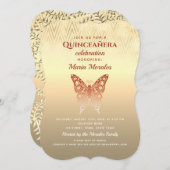 グリッターバラ金ゴールドキンセアニェラ招待状 招待状 (正面/裏面)