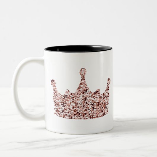 グリッターバラ金ゴールドクラウンクリップアートクイーンクリパートクラウン ツートーンマグカップ (左)
