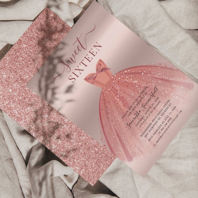 グリッターバラ金ゴールドスウィート16デイパーティの招待状 (クリエイターアップロード済み)