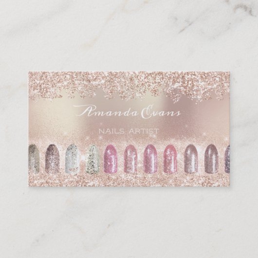 グリッターバラ金ゴールドネイルアーティストアポイントメントマニキュア 予約カード (正面)