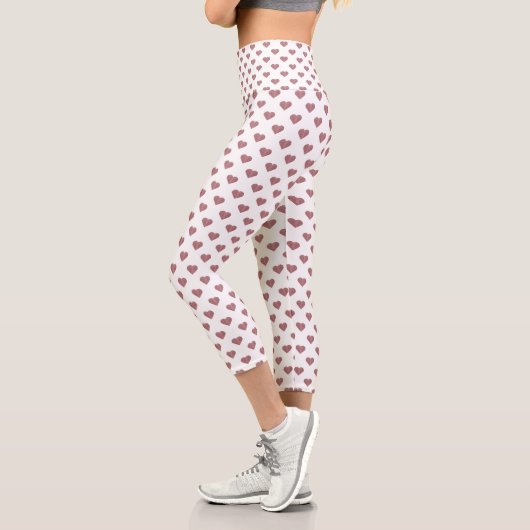 グリッターバラ金ゴールドハート白の背景 カプリレギンス (左)