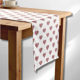 グリッターバラ金ゴールドハート白の背景 ショートテーブルランナー