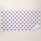 グリッターバラ金ゴールドハート白の背景 ビーチタオル (正面)