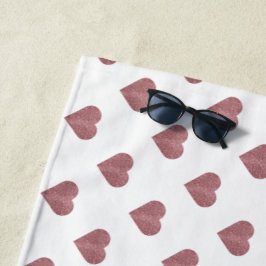 グリッターバラ金ゴールドハート白の背景 ビーチタオル