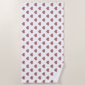 グリッターバラ金ゴールドハート白の背景 ビーチタオル (正面)