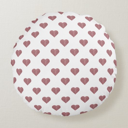 グリッターバラ金ゴールドハート白の背景 ラウンドクッション (正面)