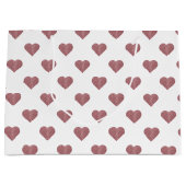 グリッターバラ金ゴールドハート白の背景 ラージペーパーバッグ (正面)