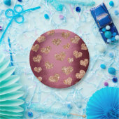 グリッターバラ金ゴールドハート紙吹雪ブルゴーニュ銅 ペーパープレート (パーティー)