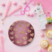 グリッターバラ金ゴールドハート紙吹雪ブルゴーニュ銅 ペーパープレート (パーティー)