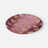 グリッターバラ金ゴールドハート紙吹雪ブルゴーニュ銅 ペーパープレート (アングル)