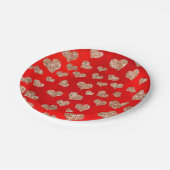 グリッターバラ金ゴールドハート紙吹雪赤ビヴィッドカッパー ペーパープレート (アングル)