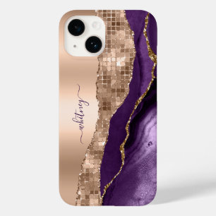 グリッターバラ金ゴールドパープルアジートスパークルマーブル Case-Mate iPhone 14ケース