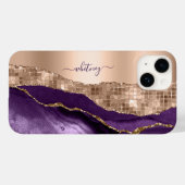 グリッターバラ金ゴールドパープルアジートスパークルマーブル Case-Mate iPhoneケース (裏面 (横))