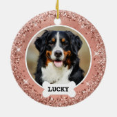 グリッターバラ金ゴールドブラッシュド金属バラ金ゴールド写真 セラミックオーナメント (裏面)