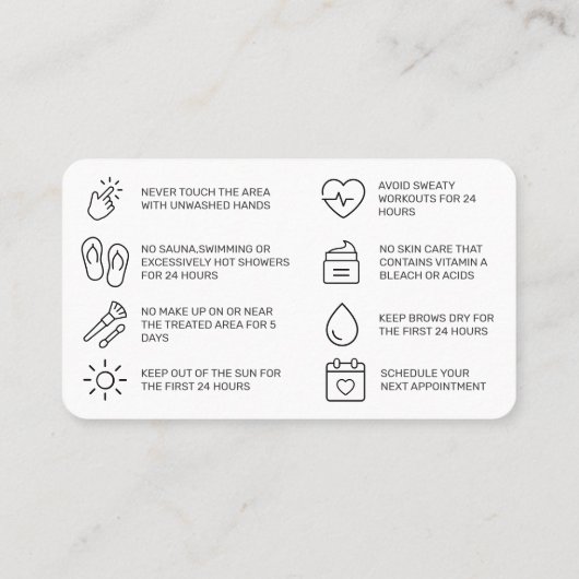 グリッターバラ金ゴールドブローアフターケアカード 名刺 (裏面)