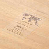 グリッターバラ金ゴールドワールドマップリタイア アクリル招待状 (レイダウン)