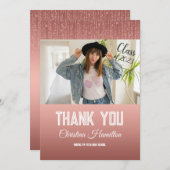 グリッターバラ金ゴールド卒業写真 サンキューカード (正面/裏面)