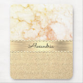 グリッターバラ金ゴールド大理石パーソナライズされた マウスパッド (正面)