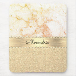 グリッターバラ金ゴールド大理石パーソナライズされた マウスパッド