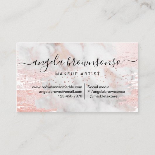 グリッターバラ金ゴールド大理石フェミニン書 名刺 (裏面)