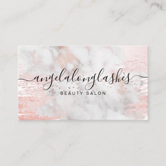 グリッターバラ金ゴールド大理石フェミニン書 名刺 (正面)