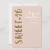 グリッターバラ金ゴールド赤面スイート16十六パーティー 招待状 (正面)