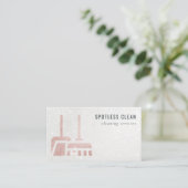 グリッターバラ金ゴールド赤面箒清掃サービス 名刺 (スタンド正面)