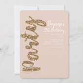 グリッターバラ金ゴールド赤面ANY AGE誕生日パーティー 招待状 (正面)