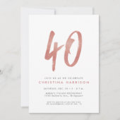 グリッターバラ金ゴールド40th誕生日パーティの招待状 招待状 (正面)
