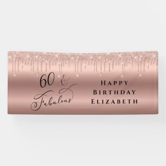 グリッターバラ金ゴールド60th誕生日パーティー 横断幕 (横)