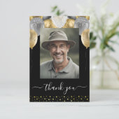 グリッターバルーンありがとう写真 サンキューカード (スタンド正面)