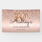 グリッターバルーンバラ金ゴールド30th誕生日モノグラム 横断幕 (横)