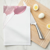 グリッターバルーンバンチピンクとシルバー キッチンタオル (四つ折り)