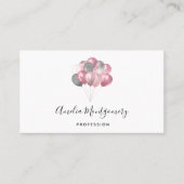 グリッターバルーンバンチピンクとシルバー 名刺 (正面)