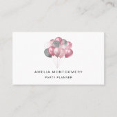 グリッターバルーンバンチピンクとシルバー 名刺 (正面)