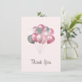 グリッターバルーンバンチピンク&シルバーサンキュー サンキューカード (スタンド正面)