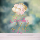 グリッターバルーン21歳の誕生日パーティーへようこそ アクリルサイン (ニュートラル)
