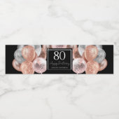 グリッターバルーン80th誕生日パーティー ペットボトルラベル (シングルラベル)