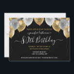 グリッターバルーン80th Birthday Party招待状 招待状<br><div class="desc">上エレガントフェイクに銀と金ゴールドのグリッターのバ縁どーン。すべての文字は調整可能で、簡単は独自のパーティーニーズに合わせて変更できる。日素晴らしエレガント付パーティーテンプレートデザインを保存。任意の年、年齢を変更できる</div>