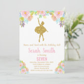 グリッターバレリーナ誕生日招待状 招待状 (スタンド正面)