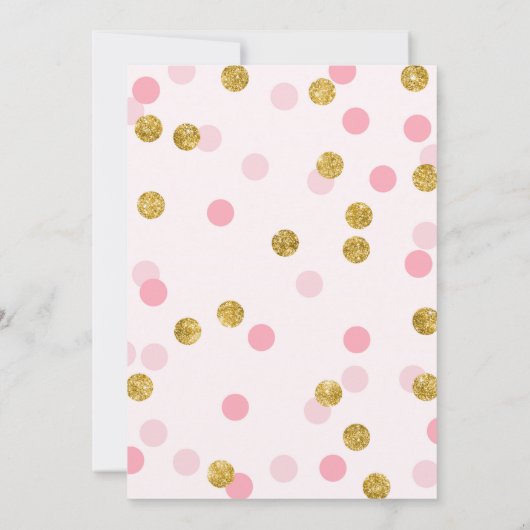 グリッターバレリーナ、ピンクと金ゴールドスパークル誕生日 招待状 (裏面)