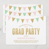 グリッターバンティング|卒業パーティー招待状 招待状 (正面/裏面)