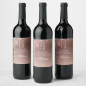 グリッターバースデーパーティーピンクグラム ワインラベル (ボトル)