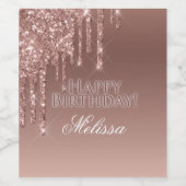 グリッターバースデーパーティーピンクグラム ワインラベル (シングルラベル)
