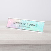 グリッターパステル《写真》ぼけ味パタカラフルーン デスクネームプレート (正面)